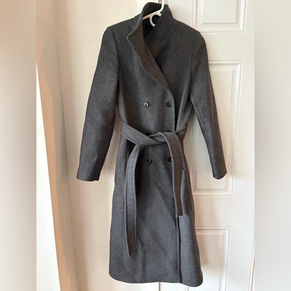 MANGO Wool coat with belt grey
